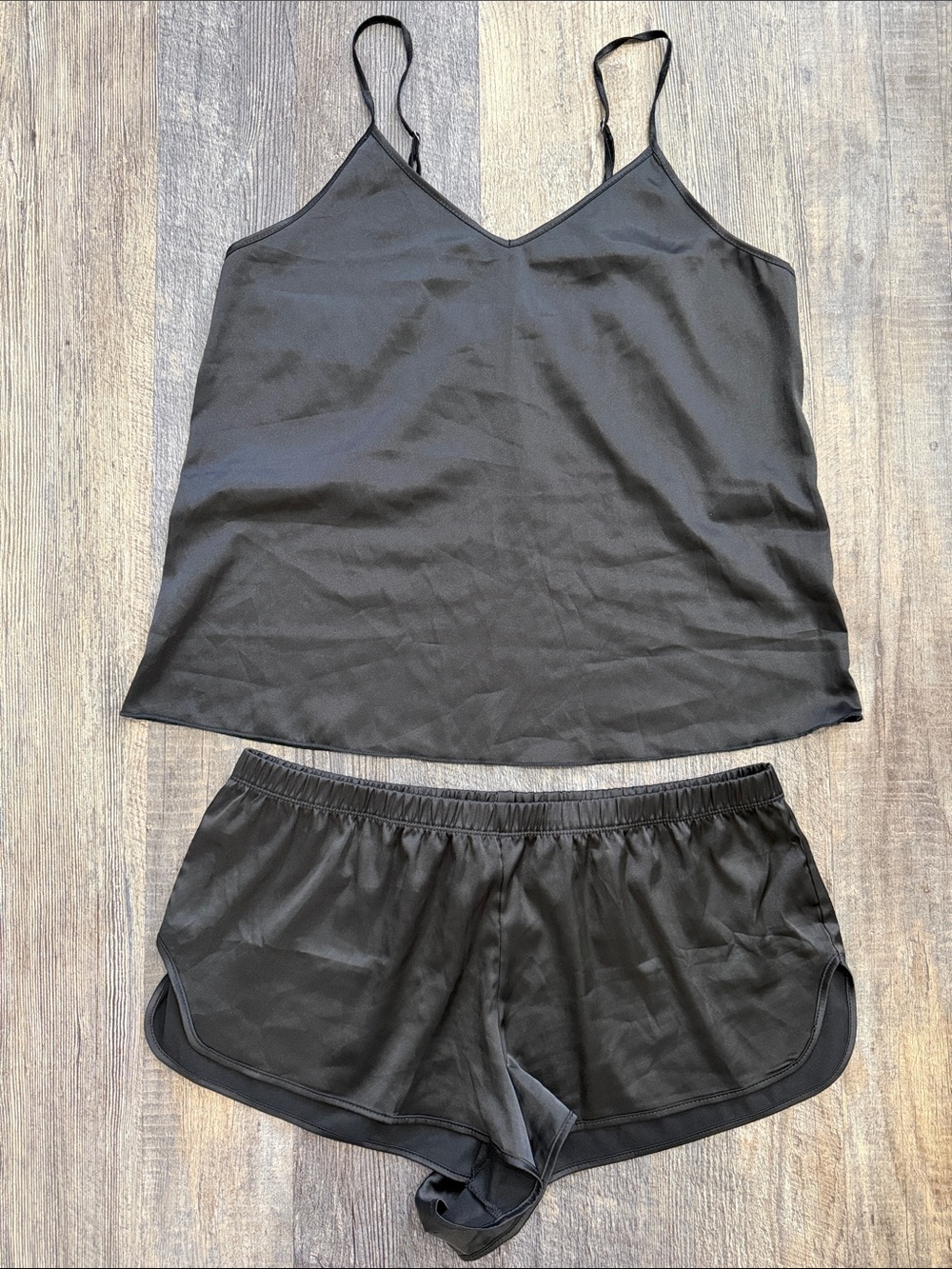 Black Satin Cami and Short Sleep Set - Women Intimates & Sleepwear